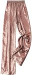 OYOANGLE Women's Metallic High Elastic Waist Straight Leg Pants Casual Party Nightout Clubwear Long Pants Light Pink Large