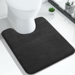 Yimobra Bath Toilet Mat 51 x 61 cm, Non-Slip Memory Foam U-Shaped Contour Rug, Soft Comfortable Bathroom Shower Mats, Super Water Absorption, Machine Wash, Easier to Dry for Bath Floor Rug, Black