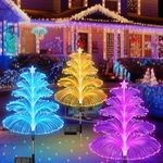 Solar Christmas Decorations Trees Lights Outdoor Waterproof Solar Christmas Tree Jellyfish Lights 5 Layer Optical Fiber 7 Color Changing for Pathway Lawn Patio Outside Decorative 3PCS…