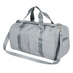 Storite Nylon 46 cm Imported Foldable Travel Duffel Bag, Sports Gym Duffle Bag, Shoulder Handbag for Women, Outdoor Weekend Bag with Shoe and Wet Clothes Compartments (Grey,46x23x23 cm)