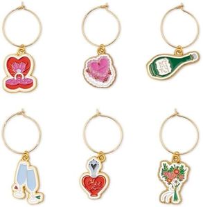kate spade new york Wedding Theme Drink Glass Markers, Cup Identifier Wine Charm Tags, Wine Glass Clips for Champagne Flutes, Cocktails, and Martinis, Wedding Cake Toss