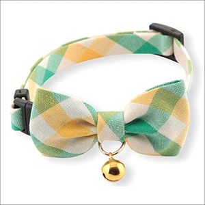 Purrfect Picnic Bow Tie Cat Collar (Yellow) with Bell Safety Breakaway Soft Lightweight for Cats Kitty Kitten Japanese Stylish Pattern, No.1 Seller in Japan