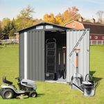 6'X4' Outdoor Storage Shed, Metal Garden Tool Sheds & Outdoor Storage House with Sloped Roof for Patio Lawn Backyard, Olive Grey