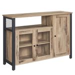 VASAGLE Storage Cabinet, Sideboard, Buffet Table with 3 Doors, for Dining Room, Living Room, Kitchen, 33 x 110 x 75 cm, Industrial Style, Camel Brown and Ink Black LSC096B50