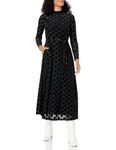 Anne Klein Women's V Gold Swiss Dot Cowl Neck Midi Dress, Asphalt, XX-Small