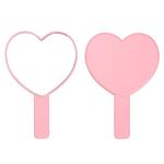 TBWHL Heart-Shaped Travel Handheld Mirror, Cosmetic Hand Mirror with Handle Pink