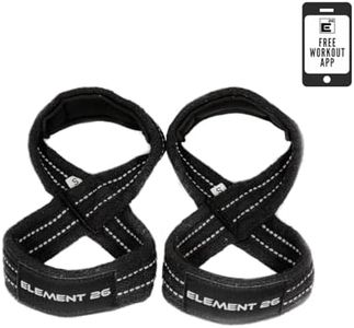 Element 26 Padded Figure 8 Lifting Straps - Weightlifting Straps - Figure 8 Straps - Wrist Straps for Men, Women, Functional Fitness, Weight Lifting, Deadlifts - Deadlifting Straps (Medium, Black)
