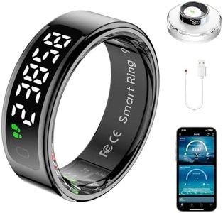 Smart Ring | 2025 New LED All-in-One Health Tracker Ring | Heart Rate, SpO2 (Blood Oxygen), Sleep & Step, Women’s Health| iOS Android Fitness Ring | Unisex Design (Black, #8)