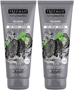 Freeman Feeling Beautiful Charcoal & Black Sugar Gel Mask and Scrub 6-Ounce / 2-Pack