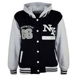 A2Z 4 Kids Girls Boys Baseball NYC Athletic Hoodie - NY Jacket Black 9-10