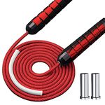 SONERNT Weighted Jump Rope, Adjustable and Thick Cotton Jump Ropes with Ball Bearing, Working Out, Fitness Weight Loss Exercise Skipping Rope for Women Men Adults Kids (Red)