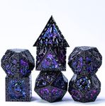 UDIXI Metal DND Dice Set, 7PCS Polyhedral D&D Dice Set Dragon d n d Dice for Dungeons and Dragons, Metal Dice Set d&d for Role Playing Dice (Black 2)