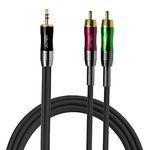 Softline Pro SP EP-2RCA 3.5MM Stereo to 2x RCA 1.5 Meter Cable Male to 2RCA Male Auxiliary Stereo Cable Gold Plated