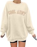 MOUSYA Women Cool Aunts Sweatshirt Auntie Letter Print Oversized Pullover Tops Embroidered Aunt Long Sleeve Lightweight Shirt, Apricot, X-Large