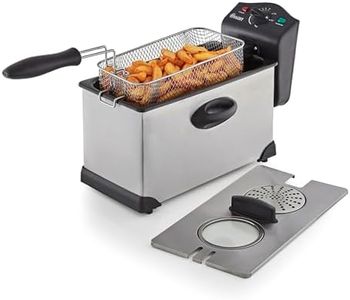 Swan SD6040N 3 Litre Stainless Steel Deep Fat Fryer with Viewing Window and Safety Cut Out, Non-Slip, Easy Clean and Adjustable Temperature Control, 2000W, Silver