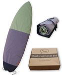 Ho Stevie! Canvas Surfboard Bag Cover - No Melted Wax on Car - Sun/Ding Protection (Black/Gray/Green, 6'6")