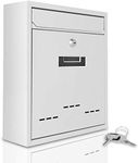 SereneLife Modern Wall Mount Lockable Mailbox-Outdoor Galvanized Metal Key Large Capacity-Commercial Rural Home Decorative &Office Business Parcel Box Packages SLMAB04,White,10.2’’ x 12.2’’ x 3.6’’