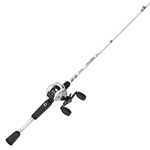 Quantum Accurist Baitcast Reel and Fishing Rod Combo, 6-Foot 6-Inch 2-Piece IM7 Graphite Fishing Pole, ComfortGrip Rod Handle, Right-Hand Retrieve, Size 100 Reel, Medium Power, White