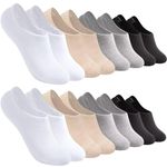 No Show Socks Womens Low Ankle Socks for Sneakers Footies Athletic Anti-slip Invisible Liner Socks 6/8 Pairs, 8 Pairs(2 Nude+2 Grey+2 Black+2 White), 6-11