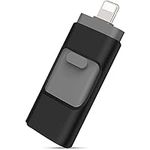 ARCELI USB Flash Drive for iPhone 64GB- 3 in 1 Photo Memory Stick External Storage Pen Drive Compatible for IOS/Android/Tablet/PC and Devices with Micro USB 3.0/OTG (Black)