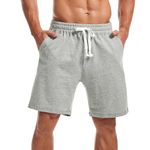 Amy Coulee Mens Casual Shorts 8" Cotton Jogger Shorts Breathable Basketball Sport Shorts (Gray, Large, l)