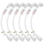 FIRMERST 1Ft Flat Plug 3 Prong Extension Cord 14 AWG White 1875W 6 Pack