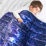 Solfres 7lbs Weighted Blanket for Kids, 41 x 60 Inches, Printing Heavy Blanket 7 Pounds for Children and Teens Sleeping Ultra Soft and Cozy, Stars, Sensory Items for Sleep, Universe Galaxy