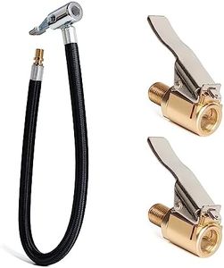 SPDYCESS Tyre Inflator Hose Adapter, Rubber Air Hose Pumps Flexible Extension Tube Portable with Thread Tyre Inflator Nipple for Car Motorcycle Bicycle Tyre Air Pumps (400 mm)
