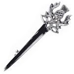 The Scotland Kilt Company Scottish Highland Thistle Top Solid Steel Sword Kilt Pin For Kilts - Chrome Finish - Rustproof Secure Clutch Pin