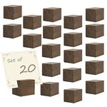 MyGift 20-Piece Square Brown Wood Business Card & Table Number Holders