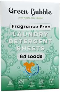 Green Bubble Laundry Detergent Sheets - Eco-Friendly 64 loads fragrance free Travel Laundry Detergent Sheets | Plastic Free Laundry Strips W/Recyclable Packaging | Washer Sheets Detergent