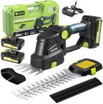 Saker Cordless Hedge Trimmer-20V Electric Shrub Trimmer Grass Shears Handheld Grass Cutter, Hedge Shear with 2 PCS Rechargeable Battery and Charger for Garden, Lawn