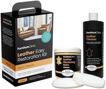 Furniture Clinic Leather Easy Restoration Kit | Includes Leather Recoloring Balm & Leather Cleaner, Sponge & Cloth | Restore & Repair Sofas, Car Seats & More (Cream), Cream, 4 Piece set