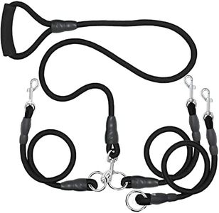 Heavy Duty Dual Dog Leash/Triple Dog Leash,360°Swivel No Tangle Double Dog Walking Training Leash,2-Way&3-Way Interchangeable Lead with Hand-Protected Handle Waste Bag Dispenser for Two/Three Dogs