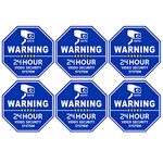 CCTV Camera Video Surveillance Security Door & Window Stickers, Blue Octagon-Shaped, 84mm X 84mm Vinyl Decals - Indoor & Outdoor Use, UV Protected & Waterproof - 6 Labels