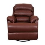 VAIDH LUXURY FURNITURE VLF RC- 011 Rocking Revolving Recliner, Fully Comfortable & Durable, Single Seater Sofa, Living Room Recliner Chair, Thickened Padded Arm/Back(Brown), 86 X 86 X 107 CM
