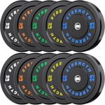 Olympic Rubber Bumper Weight Set - 2 Inch Barbell Plates for Home Gym Strength Training