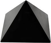 Heka Naturals Shungite Polished Black Crystal Pyramid | Home Decor, Shungite Stone Against EMFs - Meditation Chakra Stones for Stress Relief, Effective Against Negative Energy (5cm)