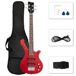 Ktaxon 4 String Electric Bass Guitar, 36-inch Bass Guitar Kit with Split single-coil Pickup, Rosewood Fretboard, Mahogany Body for Kid, Boy, Girl, Adult(Red)