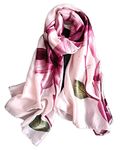 FAIRYGATE Silk Scarf Women Shawl Satin Neckerchief Head Wrap Ladies Beach Scarfs Vintage Bridal Shawl Satin Scarf Muslim Colorful Cloth Decorations Pink 79011