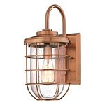 Westinghouse 6347900 Ferry One-Light Outdoor Wall Fixture, Washed Copper Finish with Clear Seeded Glass