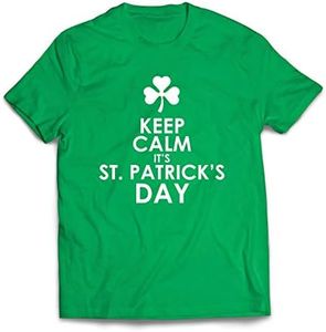 lepni.me Men's T-Shirt Keep Calm Saint Patricks Day Sayings Shirts (Large Green Multi Color)