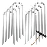 Trampoline Stakes Trampoline Anchors High Wind Heavy Duty Trampoline accessories Galvanized Steel Set of 8 for Trampolines, Swing Sets, Canopies, Camping Tarps, Trapping, Sheds, Dog Tie Out