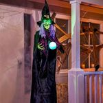 JOYIN 78" Halloween Hanging Witch Decoration with Magic Ball,Hanging Animated Talking Witch with Light-up Eyes and Sound for Halloween Haunted House Prop Décor, Outdoor/Indoor, Lawn Decorations