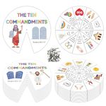 COcnny Ten Commandments Coloring Craft - 24 Sets Color Your Own Religious Art Wheel Kit for Kids, 10 Commandments DIY Craft Art Cards for Sunday School Christian Classroom Home Activities VBS Supplies