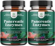 Pancreatin Digestive Enzymes for Digestive Health - Pancreatic Enzymes for Humans with Fat Carb and Protein Digestive Enzymes for Women and Men - Protease Amylase & Lipase Enzymes for Digestion - 60ct