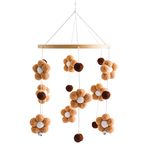 Wooden Baby Mobile with Felt Balls Nursery Bed Bell Hanging Flowers Felt Mobile Crocheted Chime Newborn Boy Girl Pendant Crib Decoration Flowers