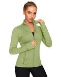 QUEENIEKE Women's Workout Running Jackets Full Zipper Slim Fit Athletic Yoga Jacket with Thumb Holes Winter Pear 60927 S