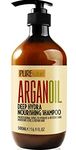 Pure Nature Lux Spa Moroccan Argan Oil Shampoo SLS Sulfate Free Organic - Best for Damaged Dry Curly or Frizzy Hair - Thickening for Fine/Thin Hair Safe for Color and Keratin Treated Hair