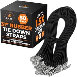 Rubber Bungee Cords with Hooks 50 Pack 31 Inch (47” Max Stretch) Heavy-Duty Black Tie Down Straps for Outdoor, Tarp Covers, Canvas Canopies, Motorcycle, and Cargo - by Xpose Safety